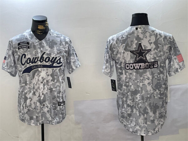 Men's Dallas Cowboys Team Big Logo 2024 Arctic Camo Salute To Service Stitched Baseball Jerseys
