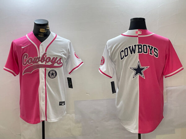Men's Dallas Cowboys big logo Red White With Patch Cool Base Stitched Baseball Jerseys