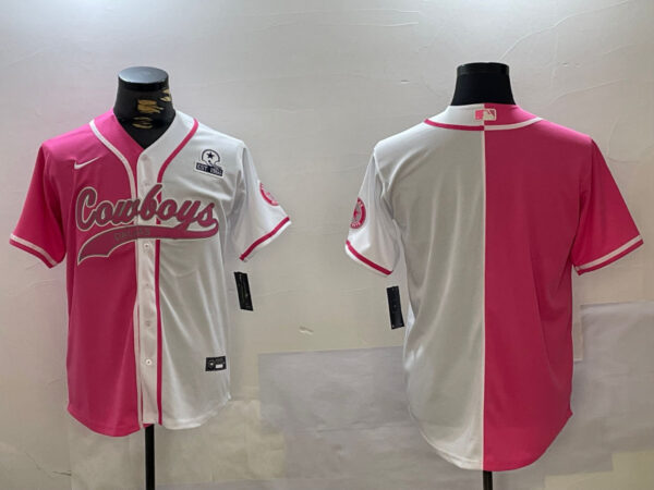 Men's Dallas Cowboys big logo Red White With Patch Cool Base Stitched Baseball Jerseys