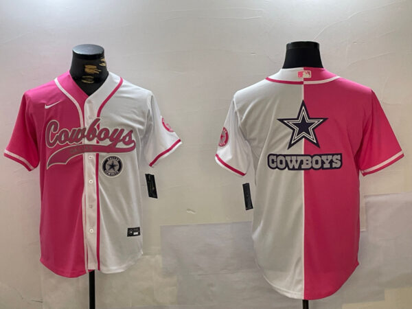 Men's Dallas Cowboys big logo Red White With Patch Cool Base Stitched Baseball Jerseys