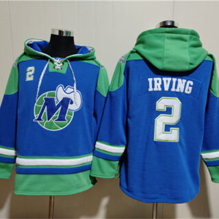 Men's Dallas Mavericks #2 Kyrie Irving Royal Ageless Must-Have Lace-Up Pullover Hoodie
