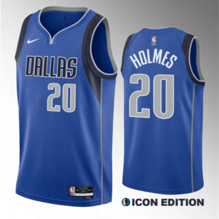 Men's Dallas Mavericks #20 Richaun Holmes Blue 2023 Draft Icon Edition Stitched Basketball Jersey
