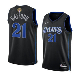 Men's Dallas Mavericks #21 Daniel Gafford Black 2024 Finals City Edition Stitched Basketball Jersey