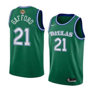 Men's Dallas Mavericks #21 Daniel Gafford Green 2024 Finals Classic Edition Stitched Basketball Jersey