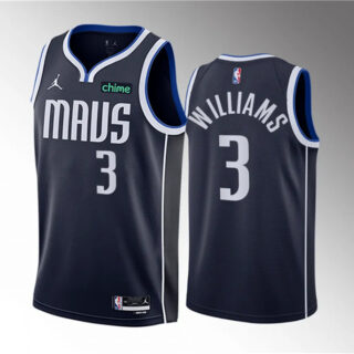 Men's Dallas Mavericks #3 Grant Williams Navy Statement Edition Stitched Basketball Jersey