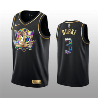 Men's Dallas Mavericks #3 Trey Burke 2021 22 Black Golden Edition 75th Anniversary Diamond Logo Stitched Basketball Jersey