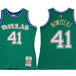 Men's Dallas Mavericks #41 Dirk Nowitzki Green Stitched Jersey
