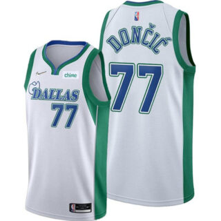 Men's Dallas Mavericks #77 Luka Doncic 75th Anniversary White City Edition Stitched Basketball Jersey