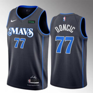 Men's Dallas Mavericks #77 Luka Doncic Black 2023-24 City Edition Stitched Basketball Jersey
