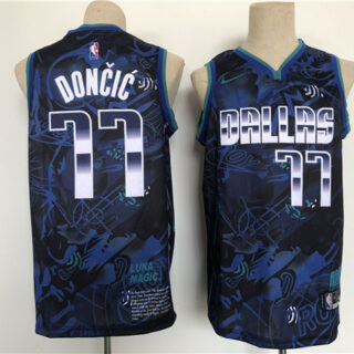 Men's Dallas Mavericks #77 Luka Doncic Black Stitched Basketball Jersey