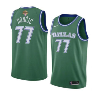 Men's Dallas Mavericks #77 Luka Doncic Green 2024 Finals Classic Edition Stitched Basketball Jersey
