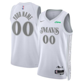 Men's Dallas Mavericks Active Player Custom White 2024 25 City Edition Stitched Basketball Jersey