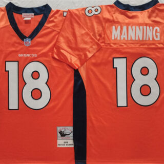 Men's Denver Broncos #18 Peyton Manning Orange Throwback Stitched Jersey
