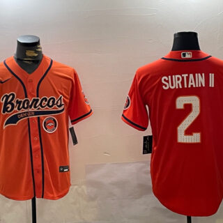 Men's Denver Broncos #2 Pat Surtain II Orange Cool Base Stitched Baseball Jerseys