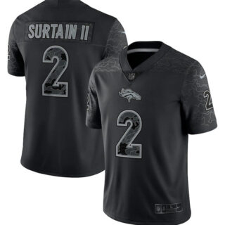 Men's Denver Broncos #2 Patrick Surtain II Black Reflective Limited Stitched Football Jersey