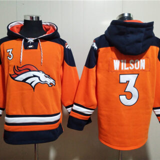 Men's Denver Broncos #3 Russell Wilson Orange Ageless Must-Have Lace-Up Pullover Hoodie