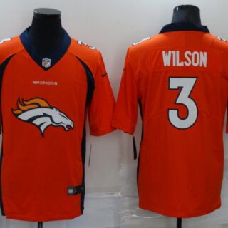 Men's Denver Broncos #3 Russell Wilson Orange Team Big Logo Limited Stitched Jersey