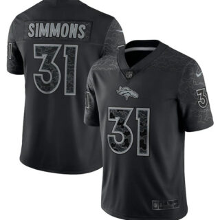 Men's Denver Broncos #31 Justin Simmons Black Reflective Limited Stitched Football Jersey