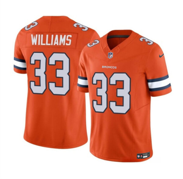 Men's Denver Broncos #33 Javonte Williams Orange 2023 F.U.S.E. Vapor Untouchable Stitched Jersey