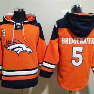 Men's Denver Broncos #5 Teddy Bridgewater Orange Ageless Must-Have Lace-Up Pullover Hoodie