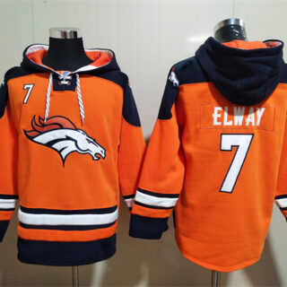 Men's Denver Broncos #7 John Elway Orange Ageless Must-Have Lace-Up Pullover Hoodie