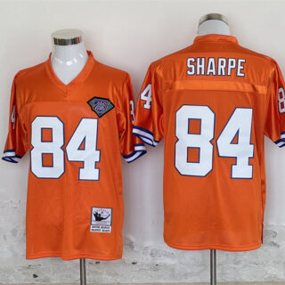 Men's Denver Broncos #84 Shannon Sharpe Orange Throwback Stitched Jersey