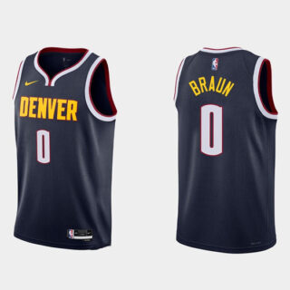 Men's Denver Nuggets #0 Christian Braun 2022 Navy Icon Edition Stitched Jersey
