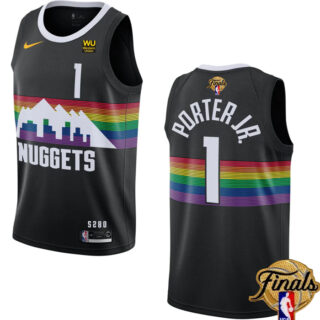 Men's Denver Nuggets #1 Michael Porter Jr. Black 2023 Finals City Edition Stitched Basketball Jersey