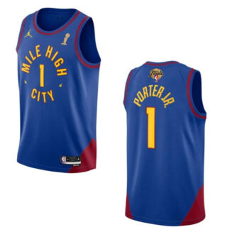 Men's Denver Nuggets #1 Michael Porter Jr. Blue 2023 Finals Champions Statement Edition Stitched Basketball Jersey
