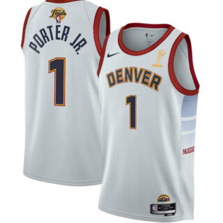 Men's Denver Nuggets #1 Michael Porter Jr. White 2023 Finals Champions Icon Edition Stitched Basketball Jersey