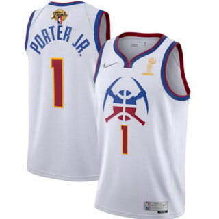 Men's Denver Nuggets #1 Michael Porter Jr. White 2023 Finals Earned Edition Stitched Basketball Jersey