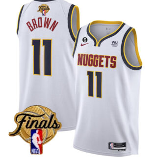 Men's Denver Nuggets #11 Bruce Brown White 2023 Finals Association Edition With NO.6 Patch Stitched Basketball Jersey