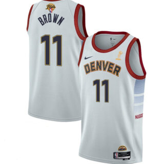 Men's Denver Nuggets #11 Bruce Brown White 2023 Finals Champions Icon Edition Stitched Basketball Jersey