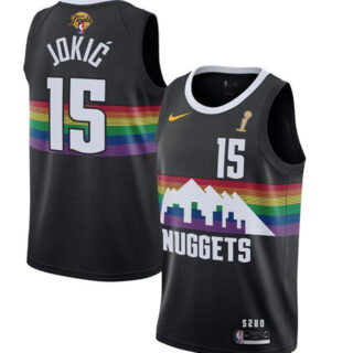 Men's Denver Nuggets #15 Nikola Jokic Black 2023 Finals Champions City Edition Stitched Basketball Jersey