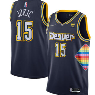 Men's Denver Nuggets #15 Nikola Jokic Navy 2021-22 City Edition 75th Anniversary Stitched Jersey