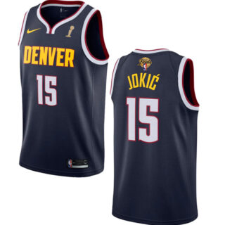 Men's Denver Nuggets #15 Nikola Jokic Navy 2023 Finals Champions Icon Edition Stitched Basketball Jersey