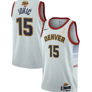 Men's Denver Nuggets #15 Nikola Jokic White 2023 Finals Champions Icon Edition Stitched Basketball Jersey