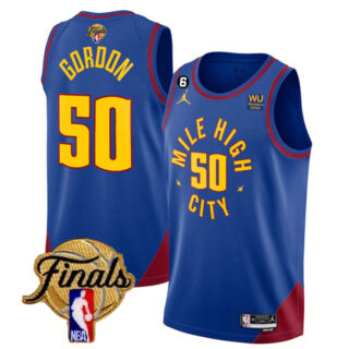 Men's Denver Nuggets #50 Aaron Gordon Blue 2023 Finals Statement Edition With NO.6 Patch Stitched Basketball Jersey