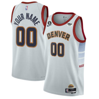 Men's Denver Nuggets Active Player Custom White 2022 23 Icon Edition With NO.6 Patch Stitched Jersey