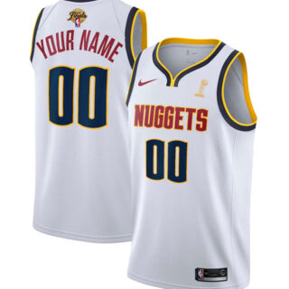 Men's Denver Nuggets Active Player Custom White 2023 Finals Champions Association Edition Stitched Basketball Jersey