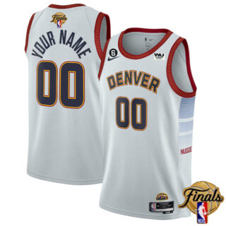 Men's Denver Nuggets Active Player Custom White 2023 Finals Icon Edition Stitched Basketball Jersey