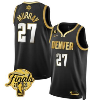 Men's Denver Nuggets Active Player Custtom Black Gold Edition 2023 Finals Collection With NO.6 Patch Stitched Basketball Jersey