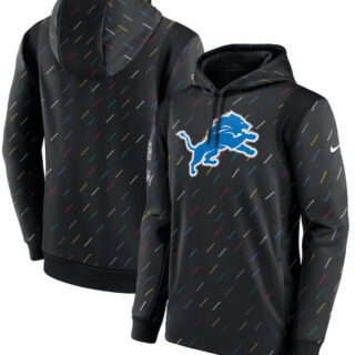 Men's Detroit Lions 2021 Charcoal Crucial Catch Therma Pullover Hoodie
