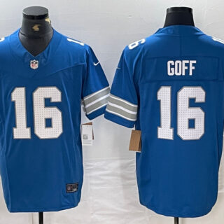 Men's Detroit Lions #16 Jared Goff Blue 2024 F.U.S.E. Vapor Limited Stitched Jersey