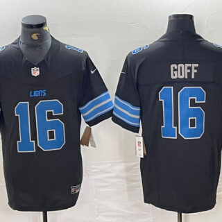 Men's Detroit Lions #16 Jared Goff black 2024 F.U.S.E. Vapor Limited Stitched Jersey