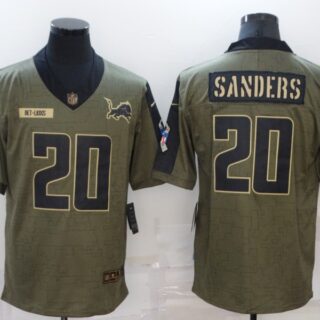 Men's Detroit Lions #20 Barry Sanders Nike Olive 2021 Salute To Service Retired Player Limited Jersey