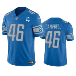 Men's Detroit Lions #46 Jack Campbell Blue 2023 F.U.S.E. 90th Anniversary Vapor Untouchable Limited Stitched Jersey