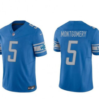 Men's Detroit Lions #5 David Montgomery Blue 2023 F.U.S.E. Vapor Untouchable Limited Stitched Jersey