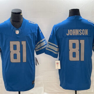 Men's Detroit Lions #81 Calvin Johnson Blue 2023 F.U.S.E. Vapor Untouchable Limited Stitched Jersey