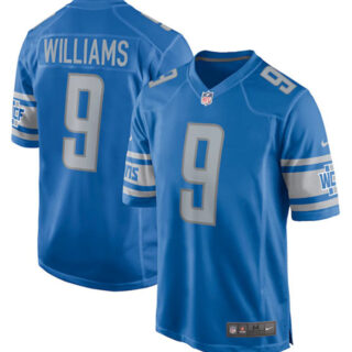 Men's Detroit Lions #9 Jameson Williams 2022 Blue Stitched Game Jersey